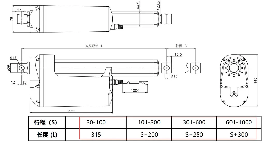 12V 24V Micro Industrial Hydraulic Electric DC Waterproof Linear Actuator