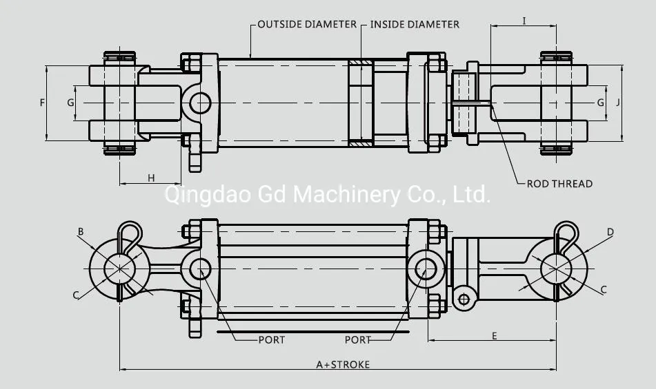 North American Standard Inch Sizes Tie Rod Hydraulic Cylinders