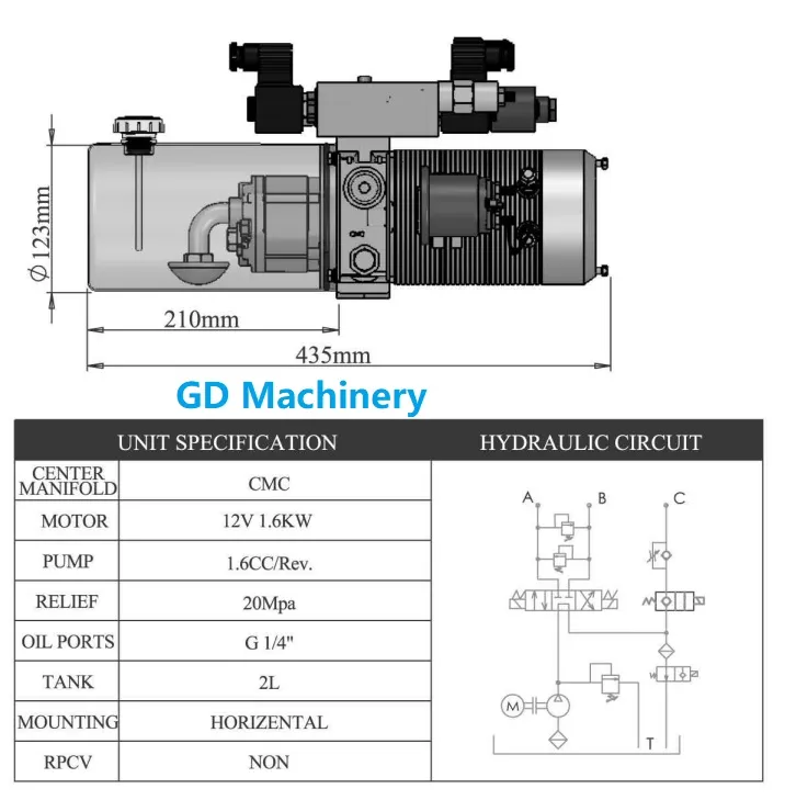 12V 24V DC Snow Plow Hydraulic Power Unit