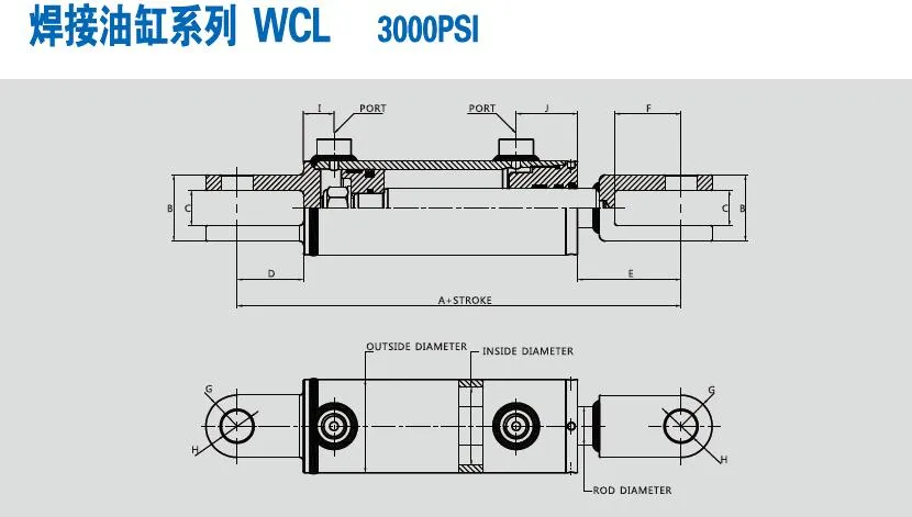Bore 3" Stroke 10" Welded Clevis Hydraulic Cylinder