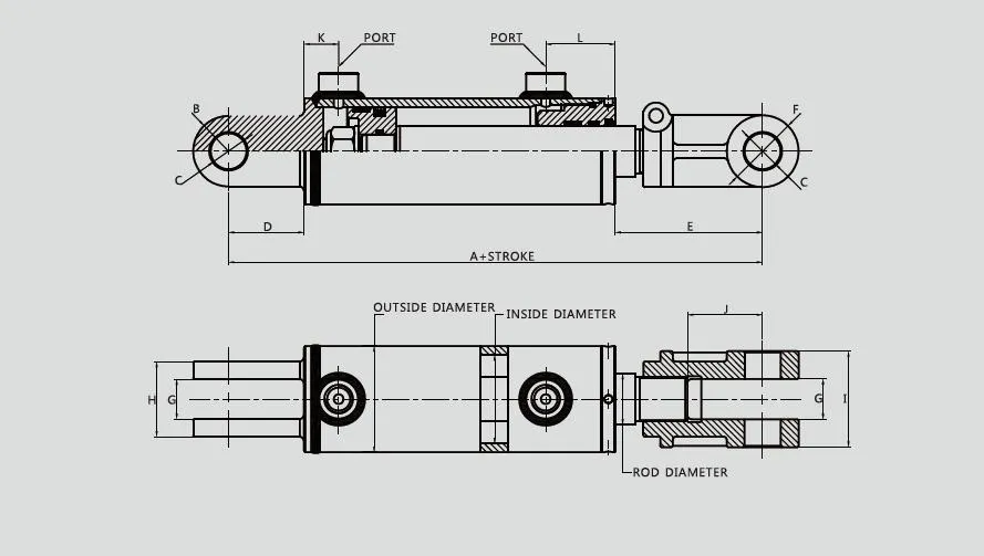 1.5-5 Bore X 4-48 Stroke Welded Threaded Clevis Cylinders