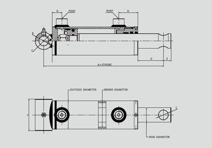 2" Bore X 24" Stroke Pin Eye Hydraulic Cylinder