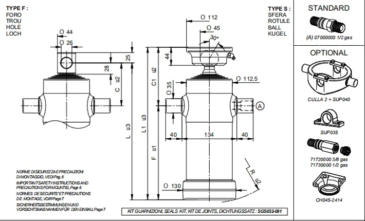 Materials Handling Machine Use Custom Multistage Hydraulic Telescopic Cylinder