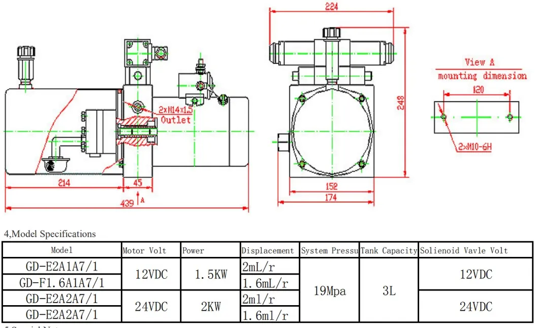 12V DC Vertical or Horizontal Mounted Hydraulic Power Unit for Vehicle Tailgate