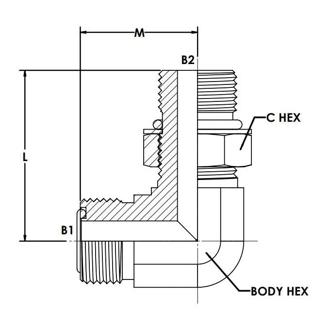 Fs6801 SAE O-Ring Face Seal Orfs Male Boss Orb 90 Elbow