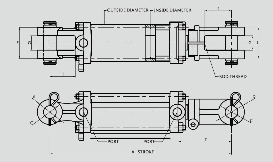 Tr4008asae Bore4" Stroke 8" Tie Rod Hydraulic Cylinder