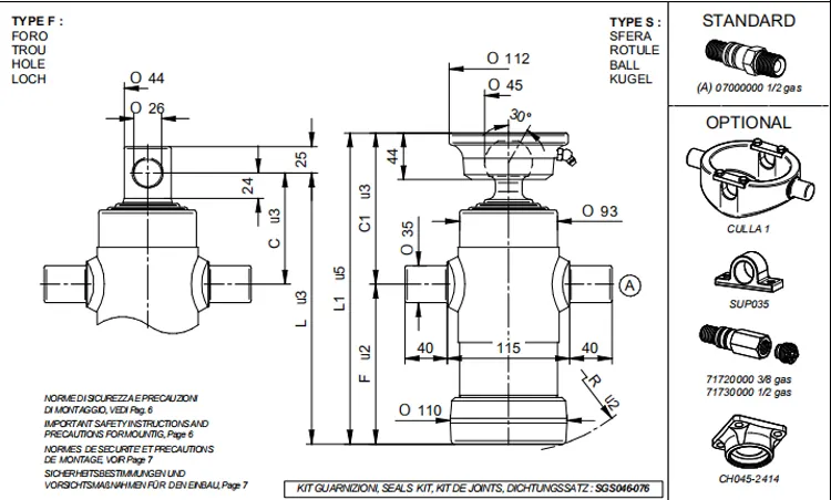 Dump Hoist Two-Stage Telescoping Hydraulic Cylinder for Tipper Kit