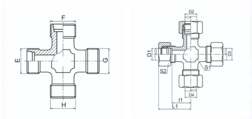 DIN Fiting Zinc Plated Cross Fittings